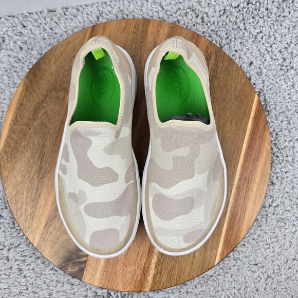Oofos Womens 6 Oomg eeZee Low White Tan Camo Casual Recovery Daily Slip On Shoe - Picture 5 of 14